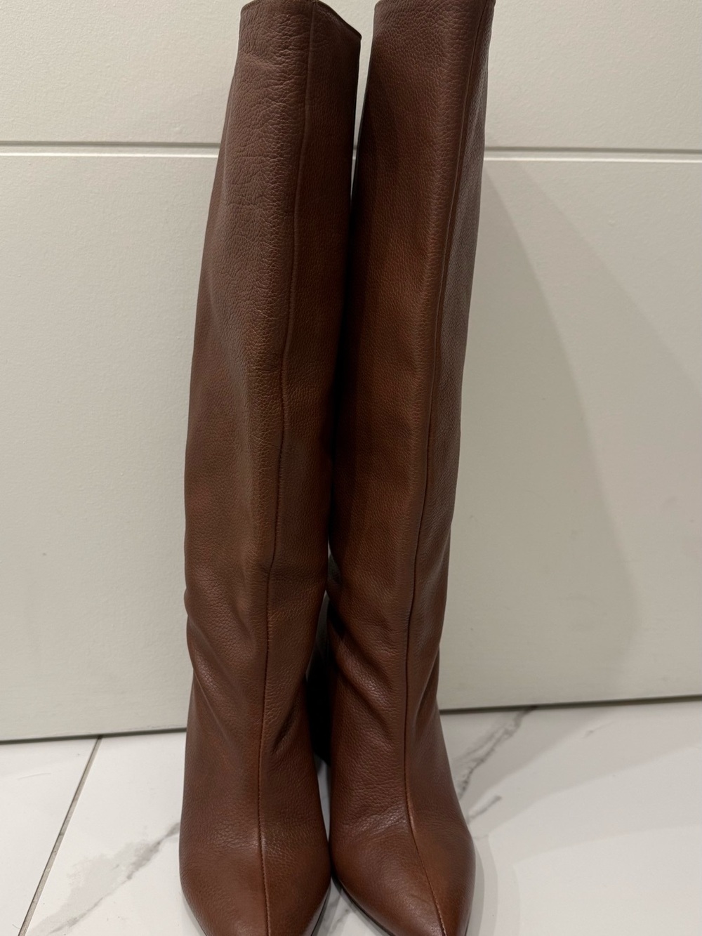 L'INTERVALLE Brown Tall Leather Block-Heel Boots - Picture 2 of 2